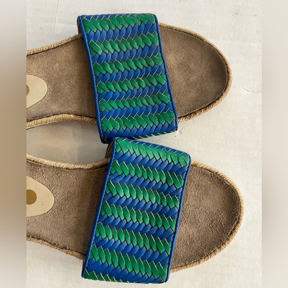 Boden Imogen footbed slides woven leather sandals blue green espadrille EU 38 - Picture 3 of 6